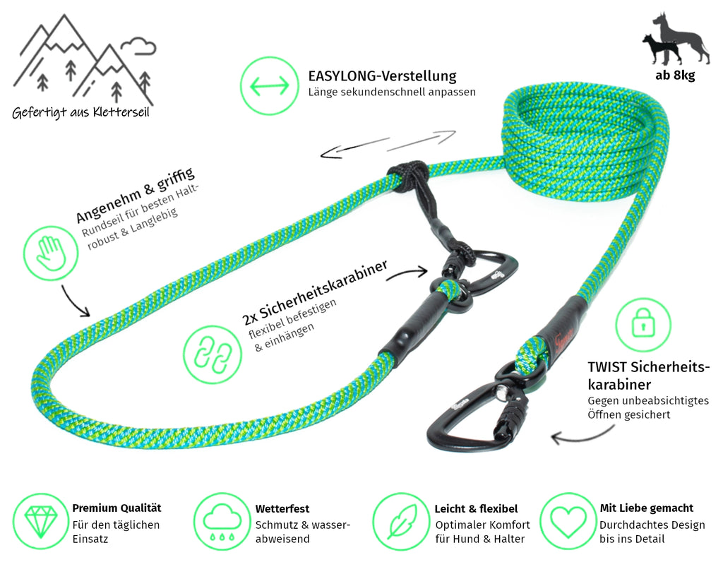 EASYLONG Hundeleine - M - TWIST Karabiner