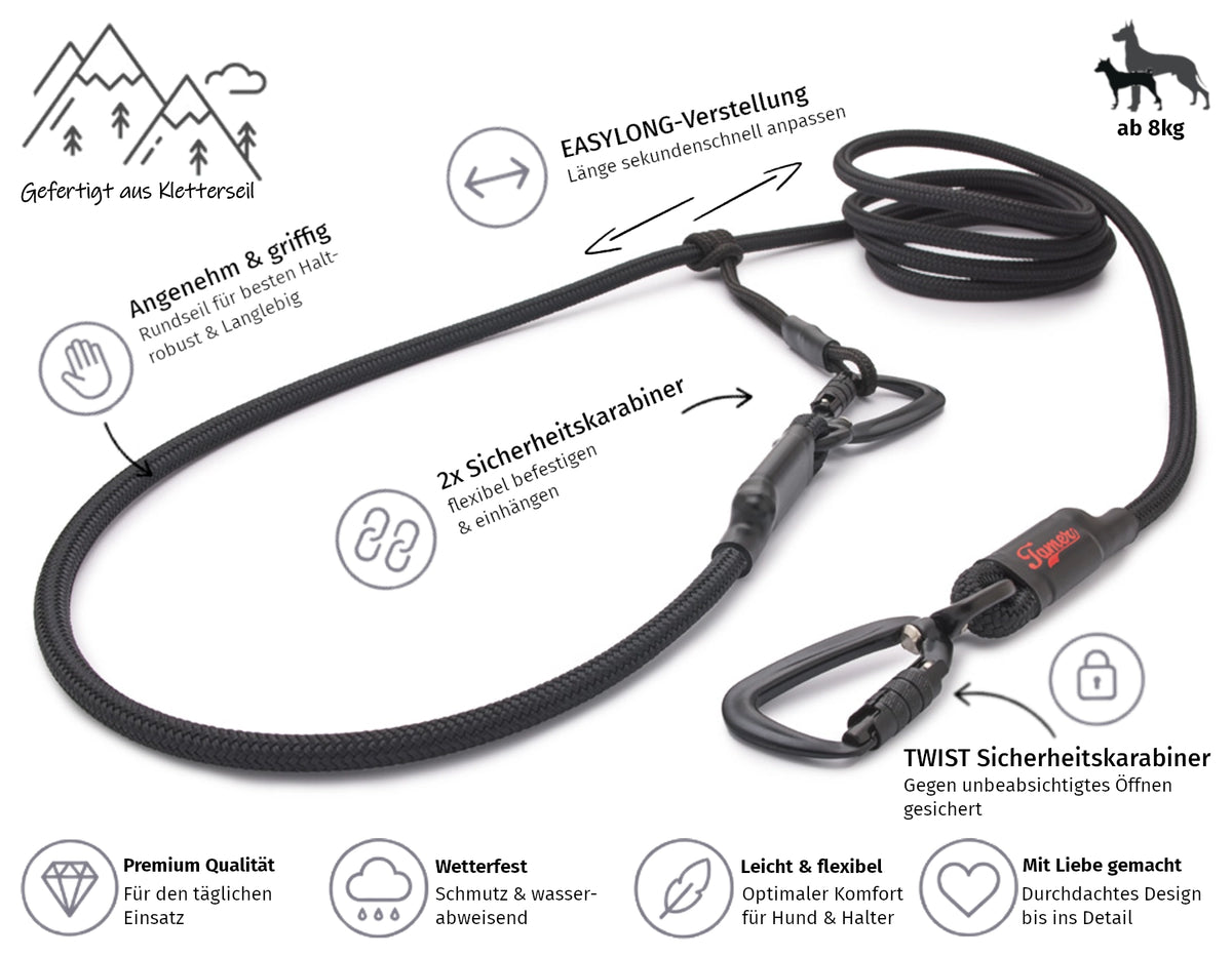 EASYLONG Hundeleine - M - TWIST Karabiner