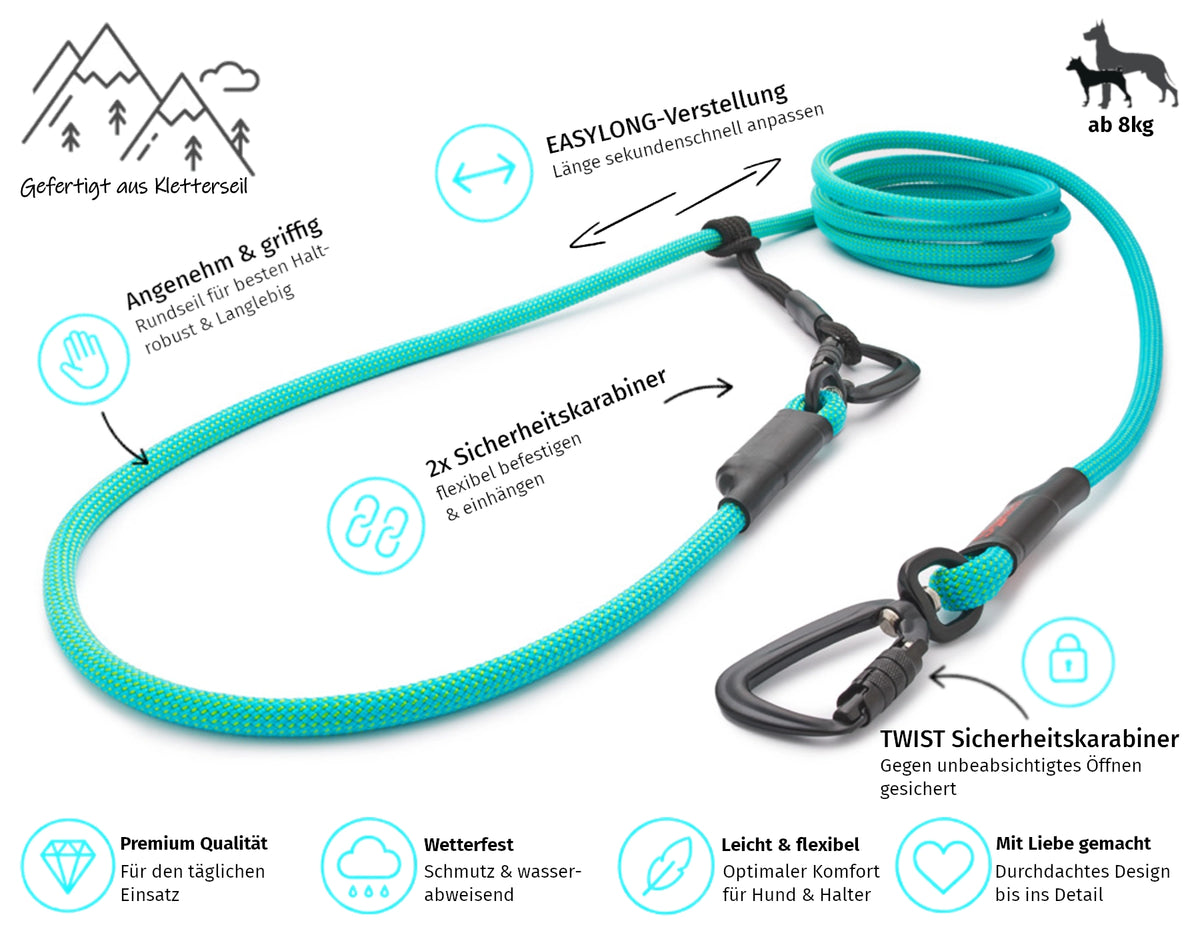 EASYLONG Hundeleine - M - TWIST Karabiner